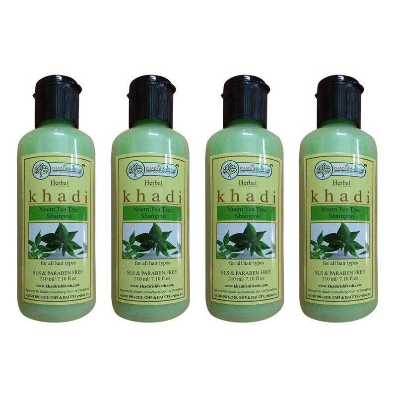 Khadi Rishikesh Neem & Tea Tree Herbal Shampoo | Nourishes Hair & Soothes Scalp | SLS & Paraben Free Pack Of 4 x 210 ml (840 ml) - Image 4