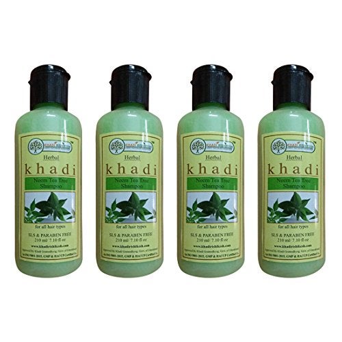 Khadi Rishikesh Neem & Tea Tree Herbal Shampoo | Nourishes Hair & Soothes Scalp | SLS & Paraben Free Pack Of 4 x 210 ml (840 ml) - Image 1