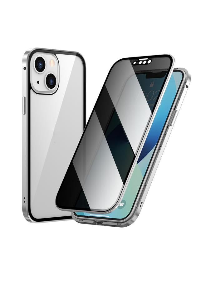 Zaboon Case For iPhone 13 Anti-peeping Magnetic Metal Frame Double-sided Tempered Glass Phone Case - Image 1