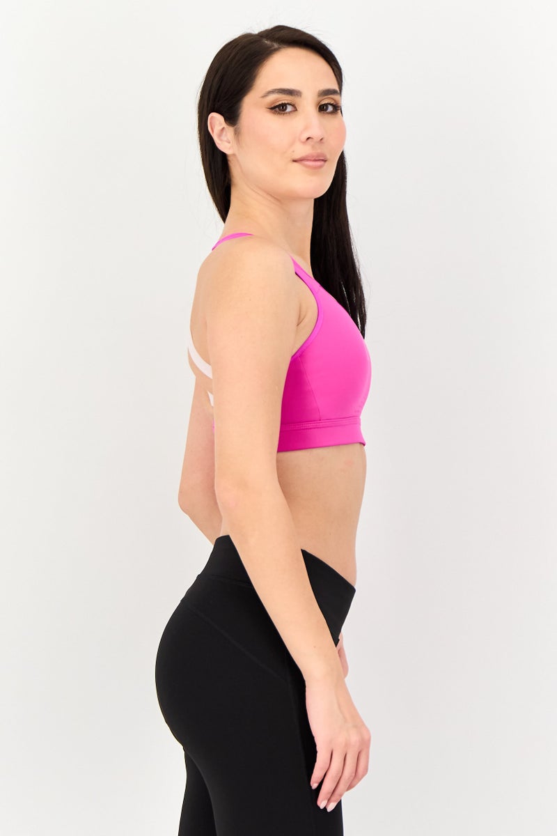 Nike Women Brand Logo Non Padded Sports Bra, Fuchsia - Image 2