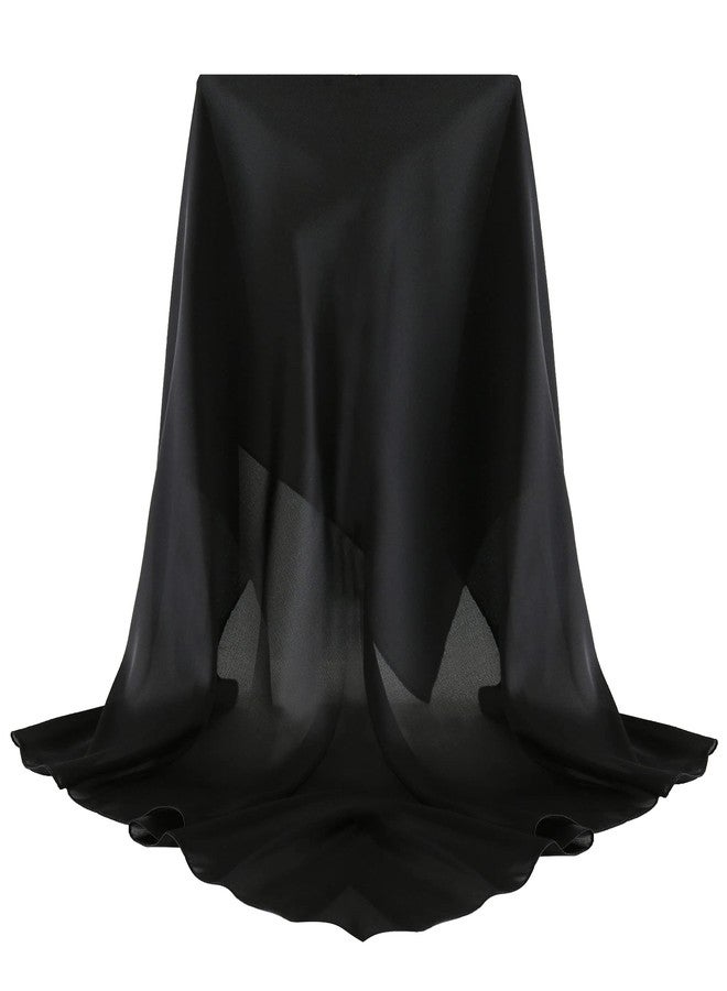 وشاح رأس من الحرير الأسود من فيميت، وشاح نسائي مربع الشكل مقاس 35 بوصة مصنوع من حرير التوت الأسود بنسبة 100% للف الشعر ليلاً (035-أسود) - Image 1