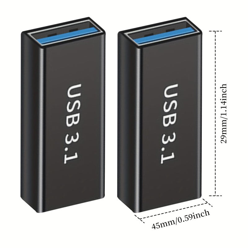 USB 3 1A Female To USB C Female Adapter 2 Pack Straight Through Charging Data Adapter - Image 3