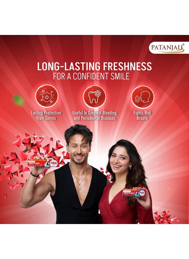 PATANJALI Dant Kanti Fresh Active Gel Toothpaste With Mint Crystal 300G, Makes Teeth Strong, Tightens Gums, Gives Cavity Free Smile  - Image 2