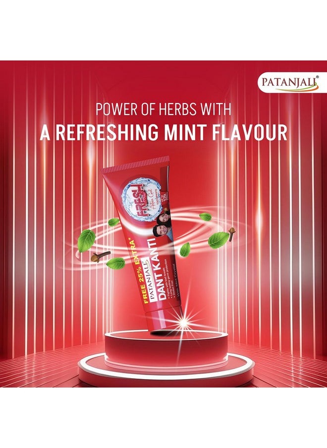 PATANJALI Dant Kanti Fresh Active Gel Toothpaste With Mint Crystal 300G, Makes Teeth Strong, Tightens Gums, Gives Cavity Free Smile  - Image 5