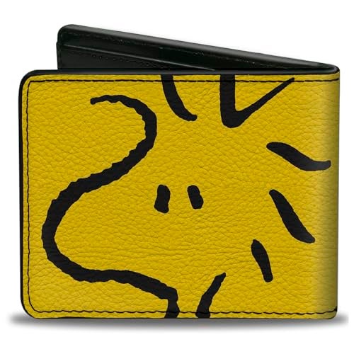 Buckle Down Peanuts Worldwide LLC Wallet Bifold Peanuts Woodstock Face Yellow Black Vegan Leather - Image 3