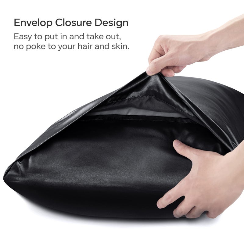 BEDELITE Satin Silk Body Pillow Pillowcase for Hair and Skin, Premium and Silky Black Long Body Pillow Case Cover 20x54 with Envelope Closure - Image 4