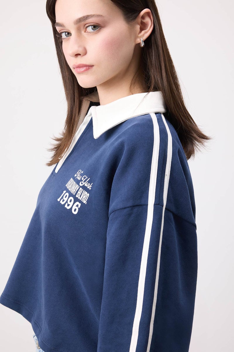 DeFacto Woman Zipper Collar Crop Sweatshirt - Image 5