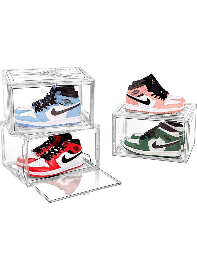  CityRiya-Long أحذية تخزين مربع من البلاستيك الشفاف يمكن مكدسة تخزين الأحذية خزانة الأحذية الرياضية تخزين مربع مع غطاء الأحذية تخزين الحاويات مدخل خزانة شفافة تخزين الأحذية مربع - Image 1