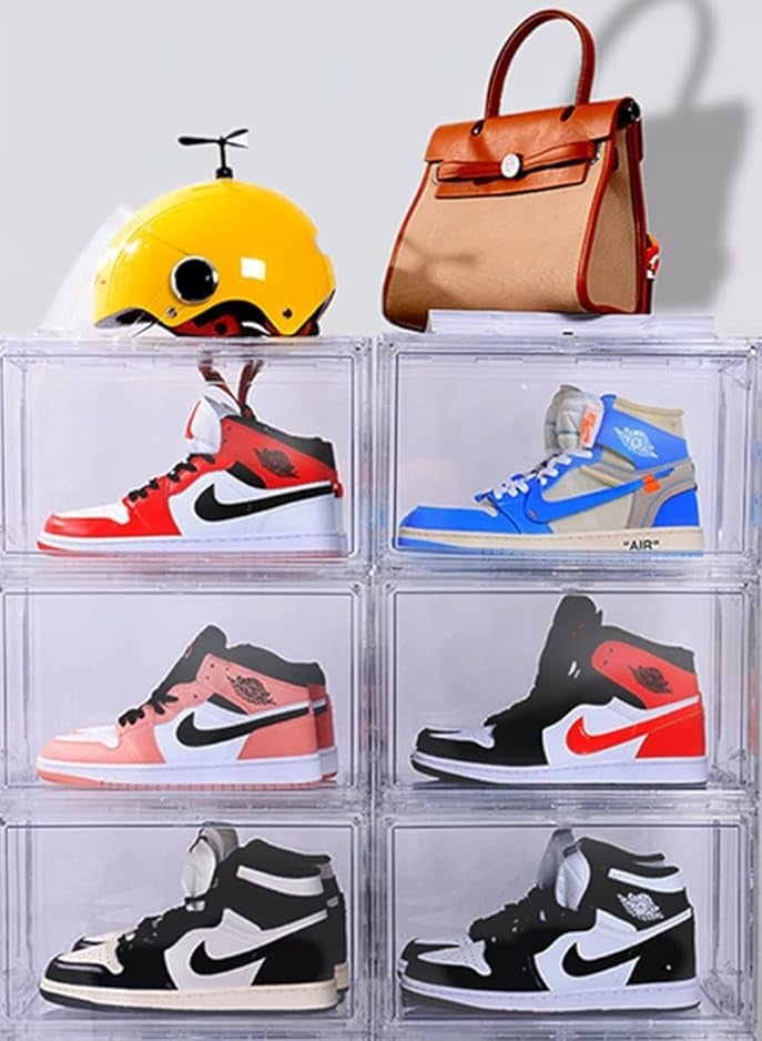  CityRiya-Long أحذية تخزين مربع من البلاستيك الشفاف يمكن مكدسة تخزين الأحذية خزانة الأحذية الرياضية تخزين مربع مع غطاء الأحذية تخزين الحاويات مدخل خزانة شفافة تخزين الأحذية مربع - Image 2