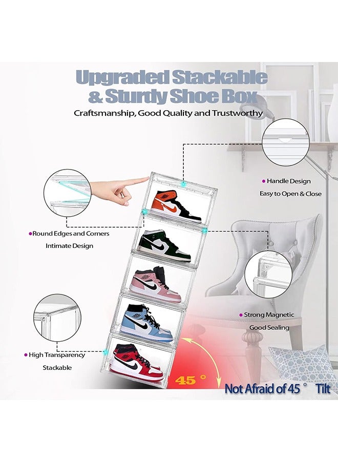  CityRiya-Long أحذية تخزين مربع من البلاستيك الشفاف يمكن مكدسة تخزين الأحذية خزانة الأحذية الرياضية تخزين مربع مع غطاء الأحذية تخزين الحاويات مدخل خزانة شفافة تخزين الأحذية مربع - Image 3