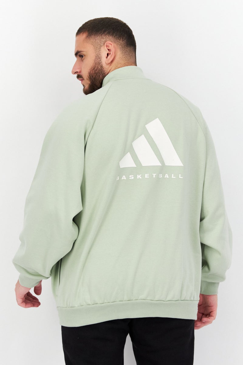 Adidas جاكيت رياضي للرجال بأكمام طويلة مناسب للخارج، أخضر فاتح - Image 3