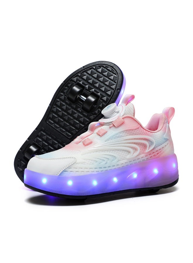 NIBEMINENT LED Flash Light Sneaker Skate Shoes with Wheels USB Charging Roller Skates Shoes