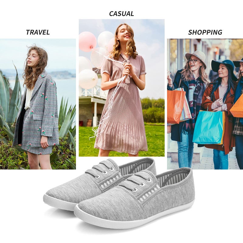 Shupua Womens Slip On Sneakers Canvas Shoes for Women Slip on Shoes Casual Tennis Shoes (Grey.us9) - Image 2
