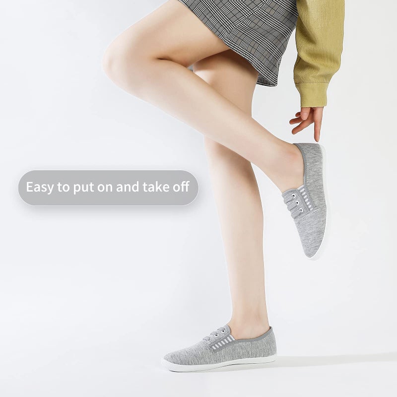 Shupua Womens Slip On Sneakers Canvas Shoes for Women Slip on Shoes Casual Tennis Shoes (Grey.us9) - Image 5