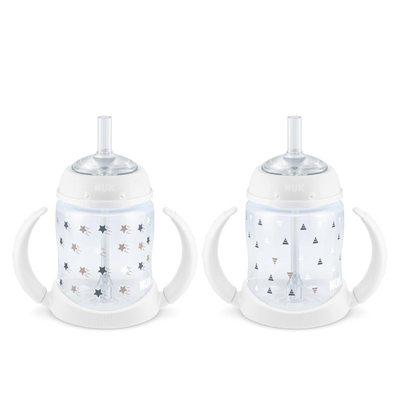 NUK Learner Straw Cup, 5oz, 2-Pack - Toddler Sippy Cup with Soft Straw for Easy Drinking, Suitable for Ages 6 Months and Up, Timeless Collection - Image 1