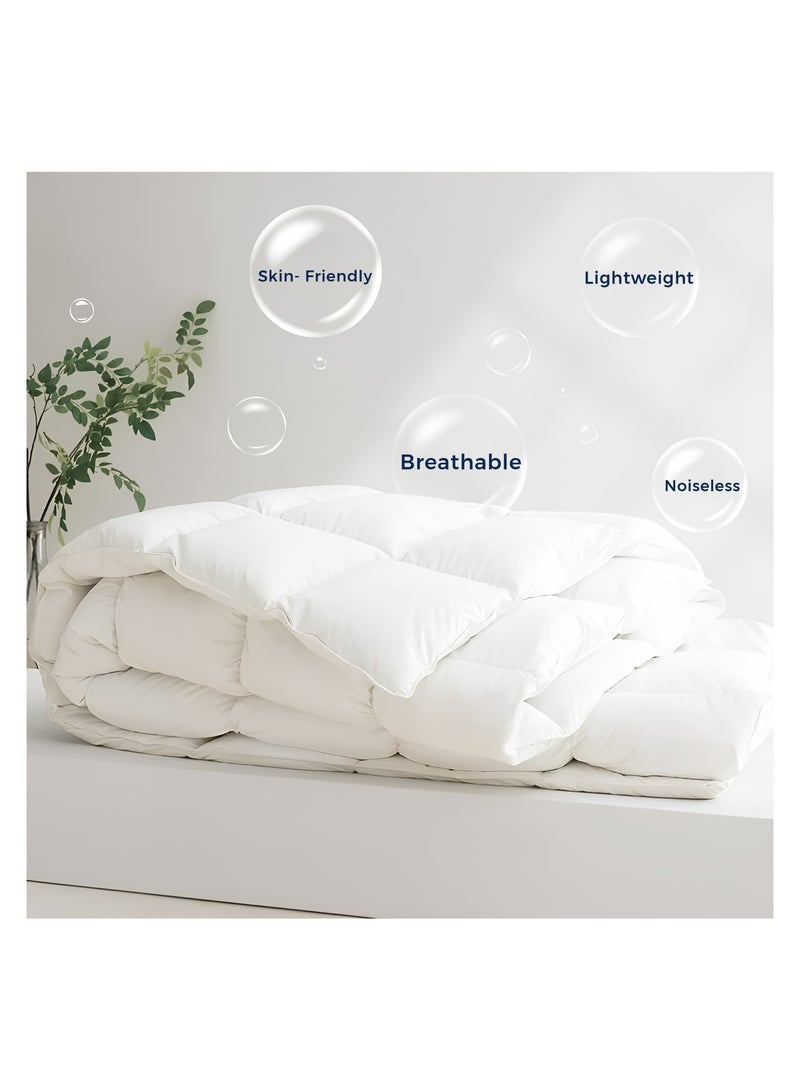 INFINI HOMES Infini Homes Microfiber Duvet King Size White Soft, Lightweight, and Luxurious Box Pattern Design 240x260 cm  - Image 3