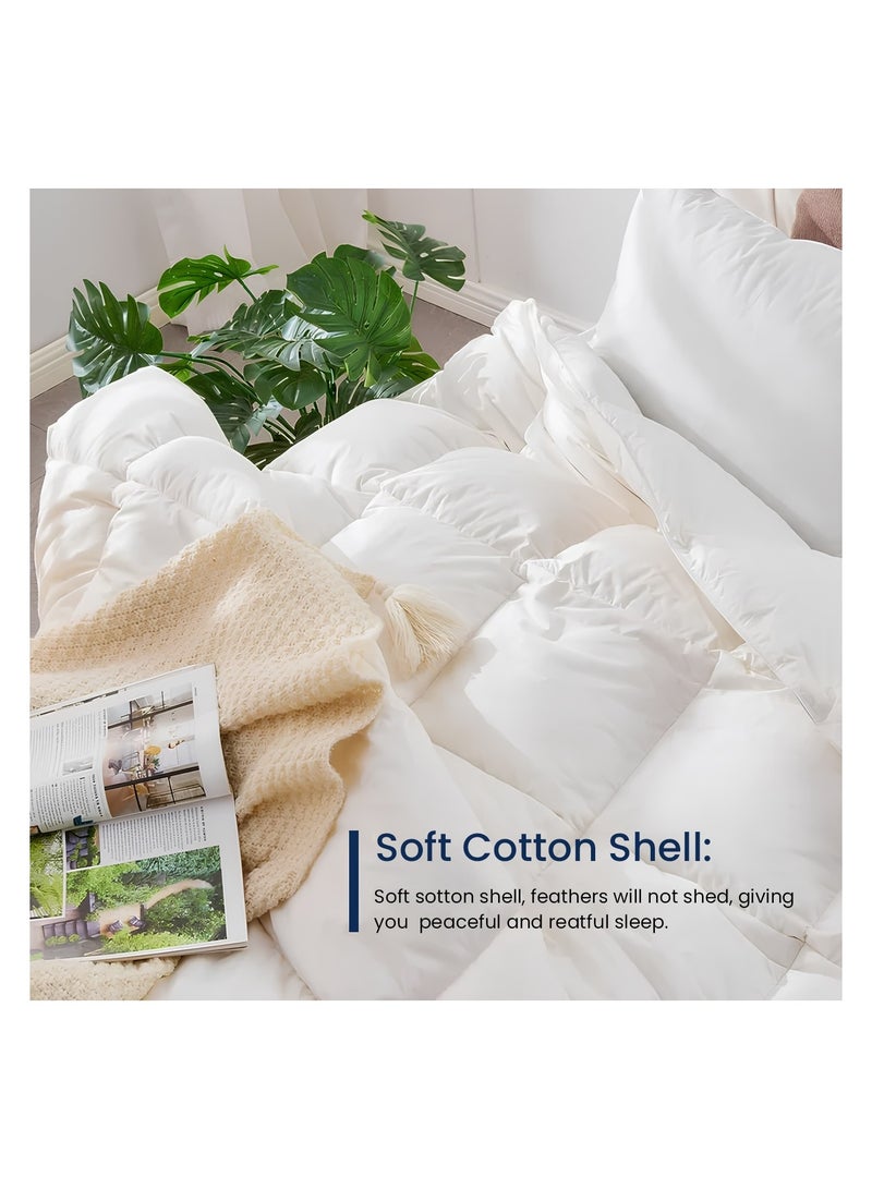 INFINI HOMES Infini Homes Microfiber Duvet King Size White Soft, Lightweight, and Luxurious Box Pattern Design 240x260 cm  - Image 2