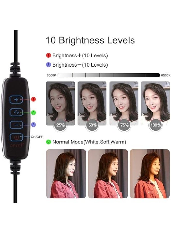 Adjustable LED Ring Light with Tripod & Phone Holder – Dimmable Selfie Light for Live Streaming, Photography, Makeup, YouTube & TikTok – Compatible with iPhone & Android, 10.2 Inch - Image 5
