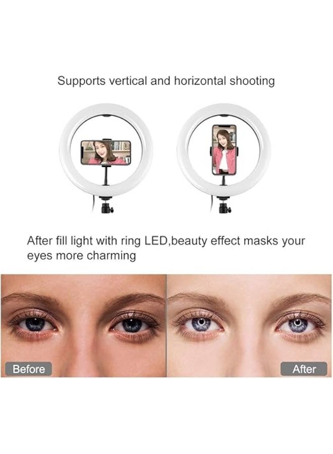 Adjustable LED Ring Light with Tripod & Phone Holder – Dimmable Selfie Light for Live Streaming, Photography, Makeup, YouTube & TikTok – Compatible with iPhone & Android, 10.2 Inch - Image 3