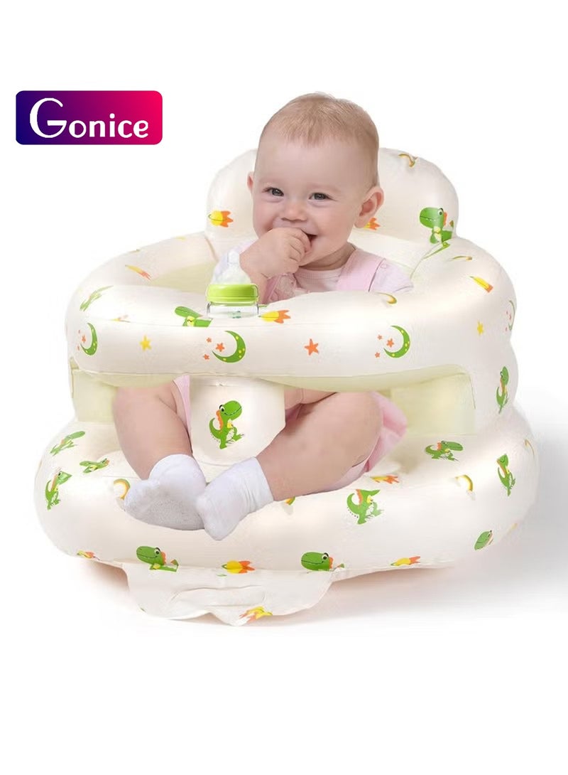 Gonice Baby Seat for Babies 3-36 Months, Floor Chair with Built-in Air Pump, Infant Support Seat for Sitting & Learning to Sit, Full Surround Design (Dinosaur) - Image 1