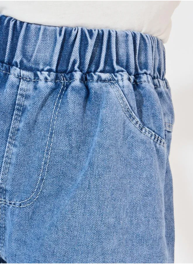 Styli Flower Applique Trim Wide Leg Jeans