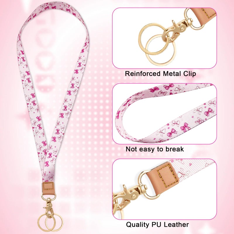 Jusen Badge Lanyard for Keys,Long Neck Strap with Metal Hook for ID Badges,Cute Keychain Lanyard for Women Men - Image 3