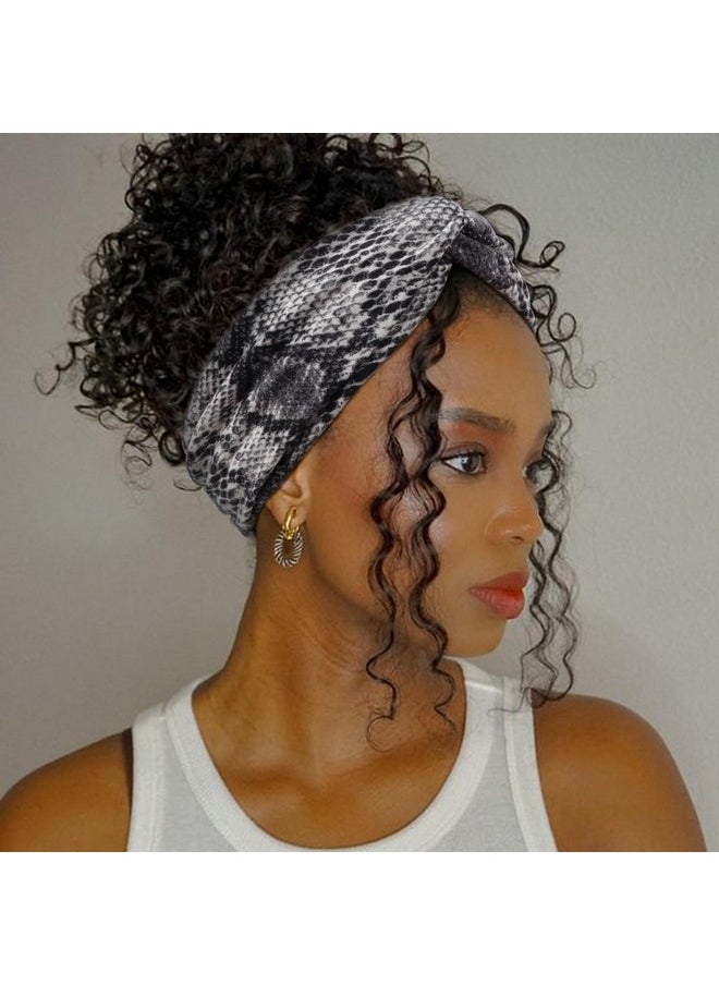 DRESHOW 4 Pack Boho Cotton Non-Slip Headbands For Women Girls Yoga Workout Running Knotted Turban Floral Elastic Head Wrap  - Image 4