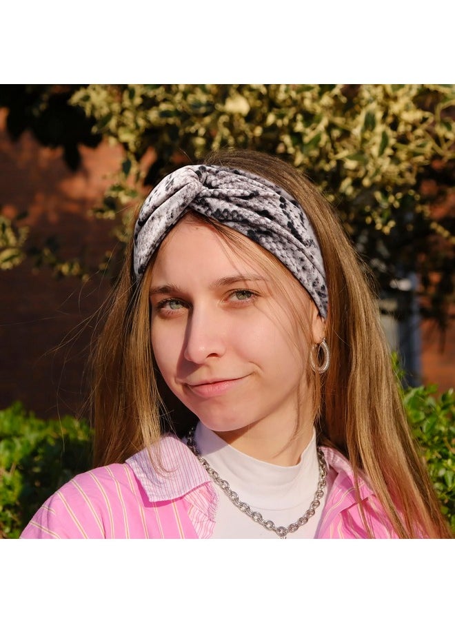 DRESHOW 4 Pack Boho Cotton Non-Slip Headbands For Women Girls Yoga Workout Running Knotted Turban Floral Elastic Head Wrap  - Image 2