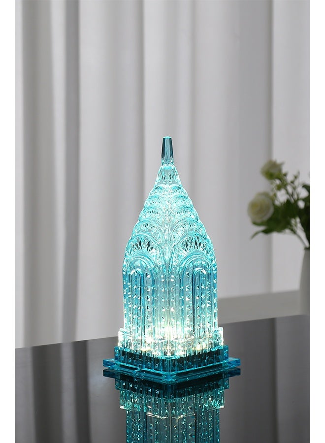 Cordless LED table lamp, blue acrylic bedside lamp,3 color tone rechargeable desk lamp suitable for bedroom bar coffee shop decoration  - Image 1