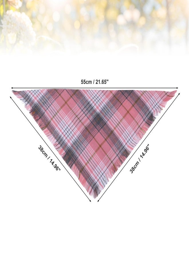 GLIDESMOOTH Dog Bandanas with Tassels Edges, Stylish Plaid Pet Scarf Bib for Small Pets, Black Pink, 2 Pcs - Image 4