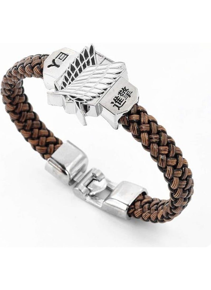 Attack on Titan - Attack on Titan Eren's Necklace and Keychain Wings of Freedom Pendant and Braided Wristband - Image 1