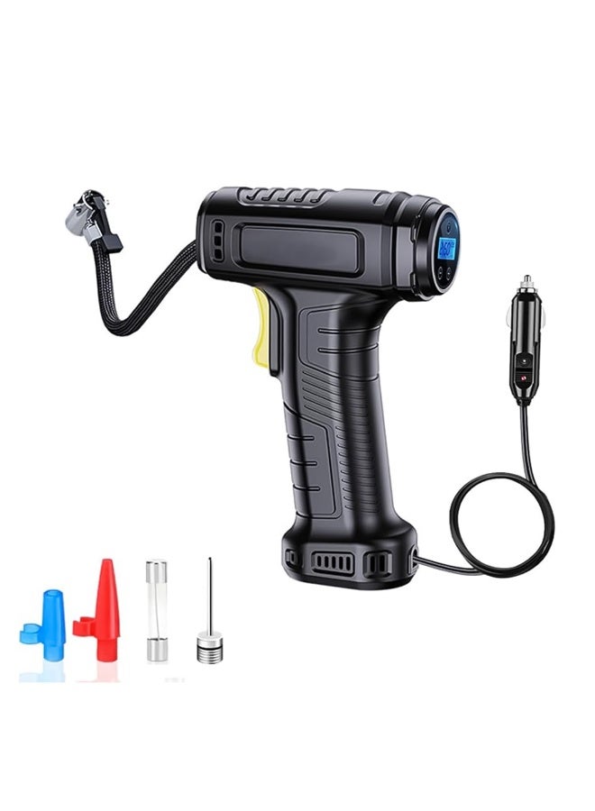 ELEPHANTBOAT® Car Tire Pump, 12/24V Cigarette Lighter Wired LCD Backlit Tire Pump Tire Inflator, Programmable Tire Pressure& Auto Shutoff, Electric Tire Pump for Schrader & Presta