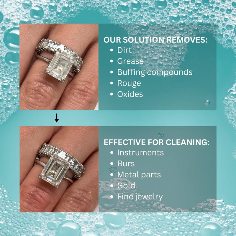 Gemoro Jewelry Cleaner Solution Concentrate for Ultrasonic Machines | Professional Performance Liquid Cleans Rings Watches Glasses Earrings & Coins | Compatible with Diamond Gold & Silver (1 Quart) - Image 4