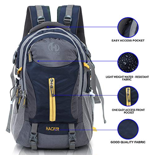 HEROZ Hacker 50 litres Large Size Nylon Travel Laptop Backpack Water Resistant Slim Durable Computer Book Bag Tracking Fits Up to 17.3-inch Laptop (058- ALL) (Navy Blue) - Image 4