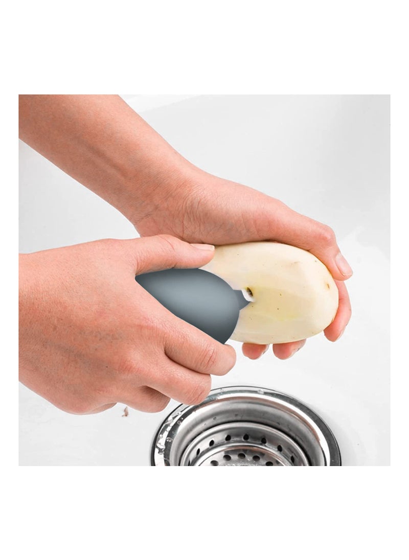 SYOSI - 2 Pack Vegetable Brush Non Slip Grip Potato Scrubber Veggie with Flexible and Hard Bristles for Food Corn Silk Carrots Dots Remover - Image 1