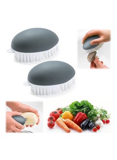 SYOSI 2 Pack Vegetable Brush Non Slip Grip Potato Scrubber Veggie with Flexible and Hard Bristles for Food Corn Silk Carrots Dots Remover  - Image 1