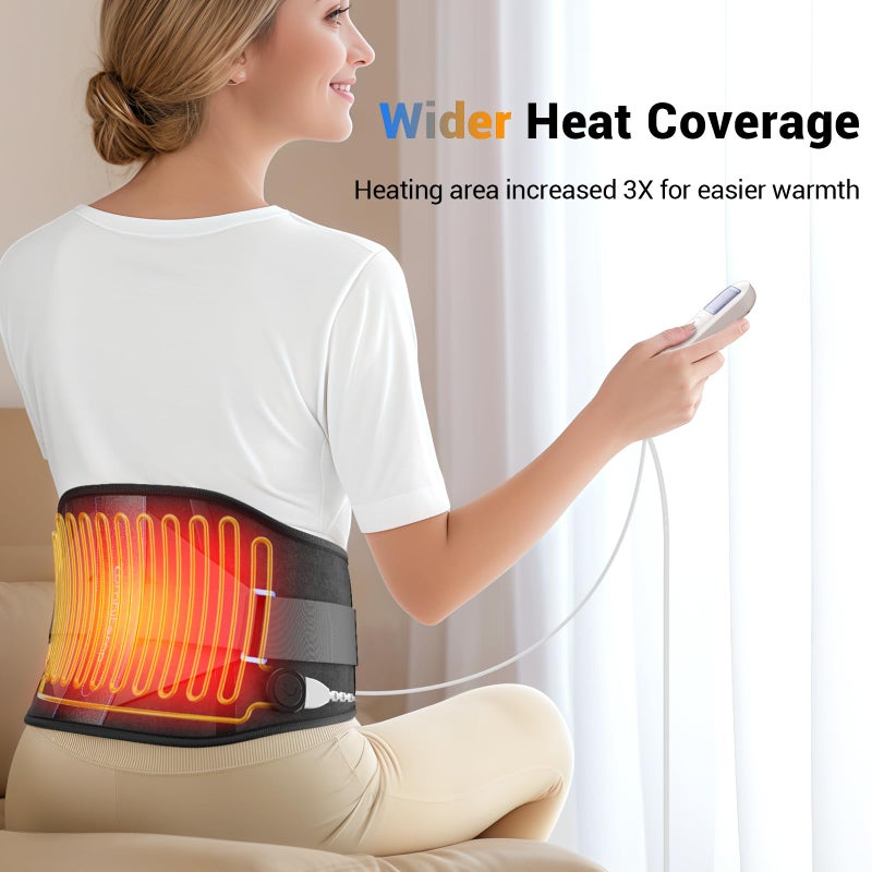 Comfytemp Heating Pad for Back, Electric Heat Pad with Lumbar Support Brace for Period, Larger Back Heated Wrap with 6 Heat Setting & 3 Timers for Women Men Mom Dad Elderly, Waist Up to 59" - Image 2