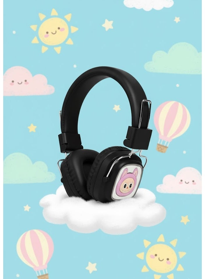 Labubu shaped RGB AH-816G Wireless Headphones: Ergonomic design, noise isolation, high-quality sound, and up to 15 hours of playtime – Black - Image 5