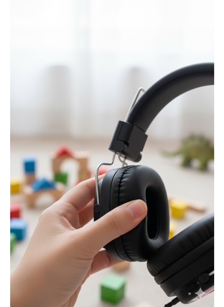 Labubu shaped RGB AH-816G Wireless Headphones: Ergonomic design, noise isolation, high-quality sound, and up to 15 hours of playtime – Black - Image 3