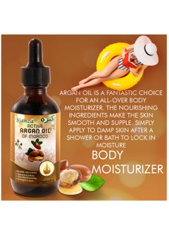 Kanza 60ml Multipurpose Argan Oil for Hair Body Skin Hydrates Softens Smooth and Glows Nourish the Scalp Promote Hair Growth Anti Breakage Loss 100% Pure and Organic Moroccan Argan Oil for Multipurpose Use  - Image 5
