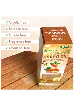 Kanza 60ml Multipurpose Argan Oil for Hair Body Skin Hydrates Softens Smooth and Glows Nourish the Scalp Promote Hair Growth Anti Breakage Loss 100% Pure and Organic Moroccan Argan Oil for Multipurpose Use  - Image 4