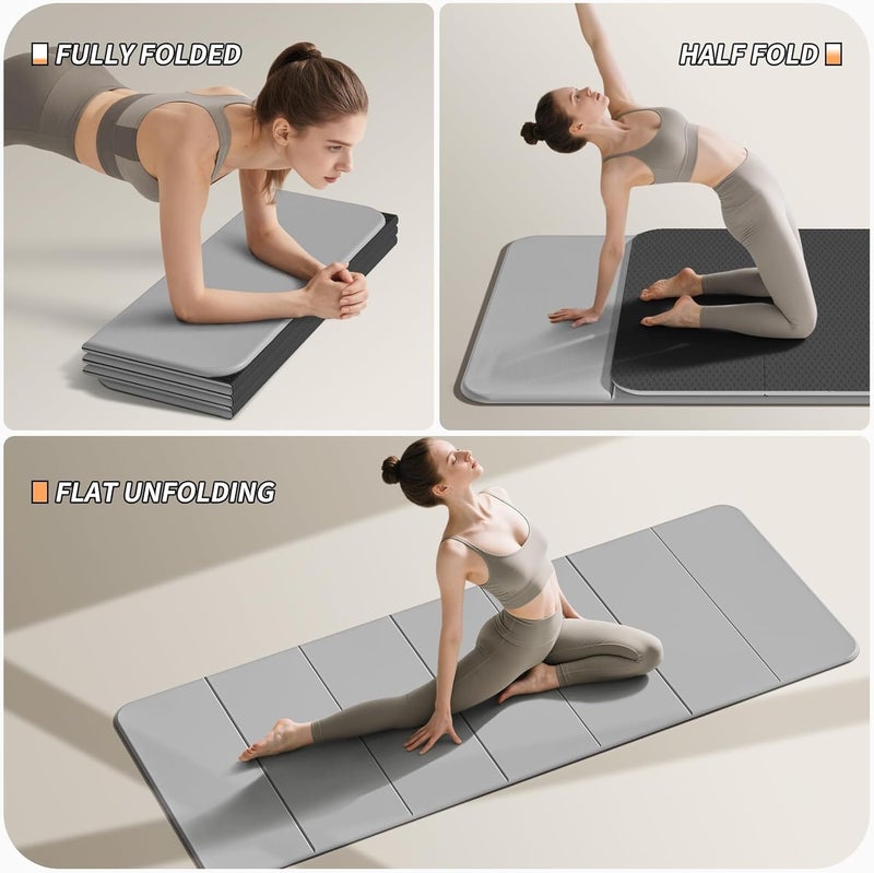 NIUB Foldable Fitness Yoga Mat - Extra Thick Non-Slip TPE - 75x26 Inches - Portable for Yoga, Pilates & Home Workouts - Image 2
