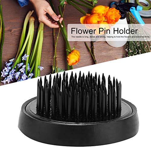 TOPINCN Round Black Kenzan Flower Arranger Pin Frog, 46mm Diameter with Rubber Gasket for Ikebana Floral Arrangement - Image 2