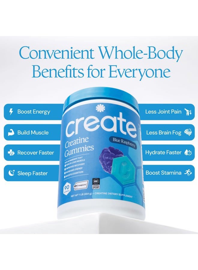 Sambucol Creatine Monohydrate Gummies for Men & Women, Boost Focus, Strength, and Endurance, Anti-Melting Formula, Vegan, Gluten-Free, Non-GMO, 1.5g of Creatine per Gummy (Blue Raspberry, 90ct) - Image 4