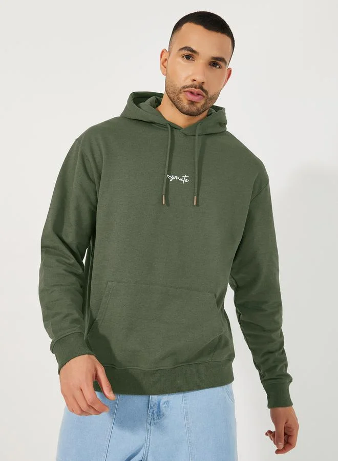 Styli Embroidered Text Relaxed Fit Terry Hoodie