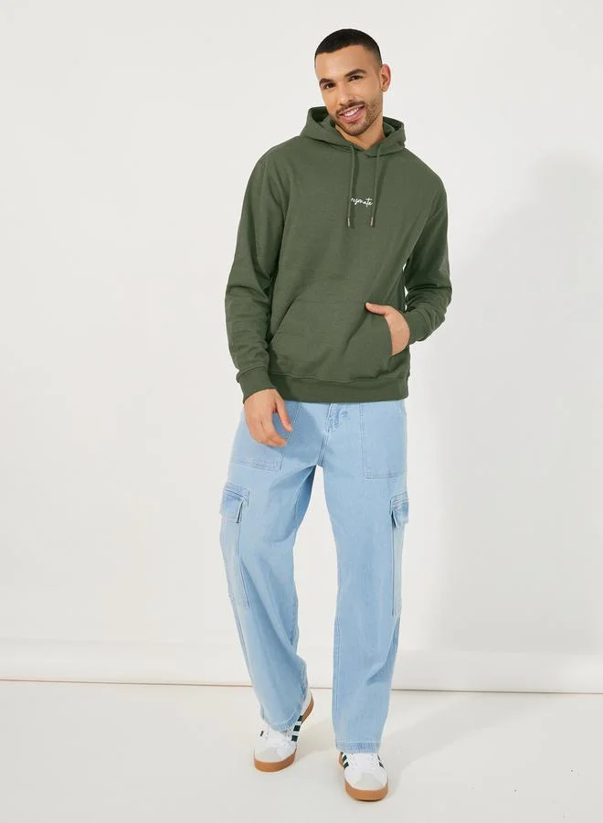 Styli Embroidered Text Relaxed Fit Terry Hoodie