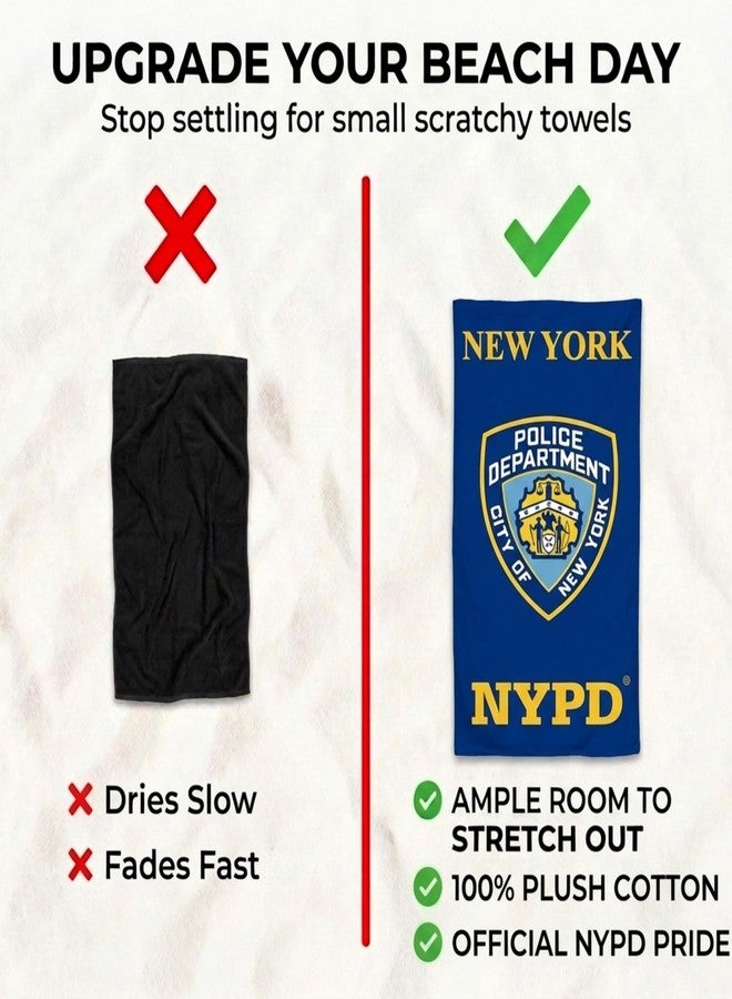 Artisan Owl New York Police Department NYPD Beach Towel - Soft Cotton Towel for Beach and Pool (Blue) - Image 4