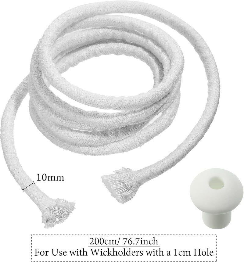 BBTO 6.56 Feet Cotton Replacement Wick Braided Cotton Wick Round Oil Lamp Wick Candle Wick for Oil Lamps and Candles, DIY Handmade Candle Making Supplies (10 mm/ 0.4 Inch) - Image 2