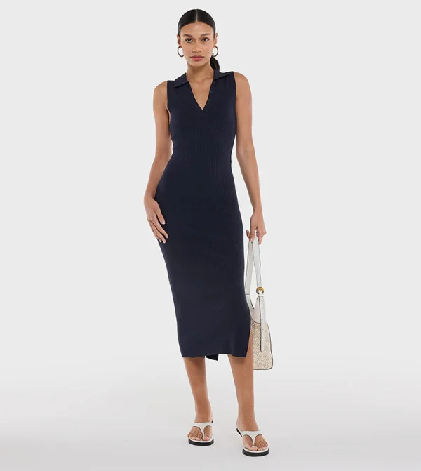 BCBG BCBG Sleeveless Flat Knit Basic Midi Dress