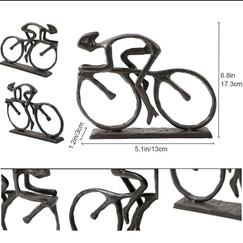 Bitopbi Cast Iron Art Sculpture Home Decoration Statue for The Bicycle Enthusiast Metal Figurine Art Home DÃ©cor for Runner Sportsman Cyclist Bicycle Enthusiast (4# Cyclist) - Image 5
